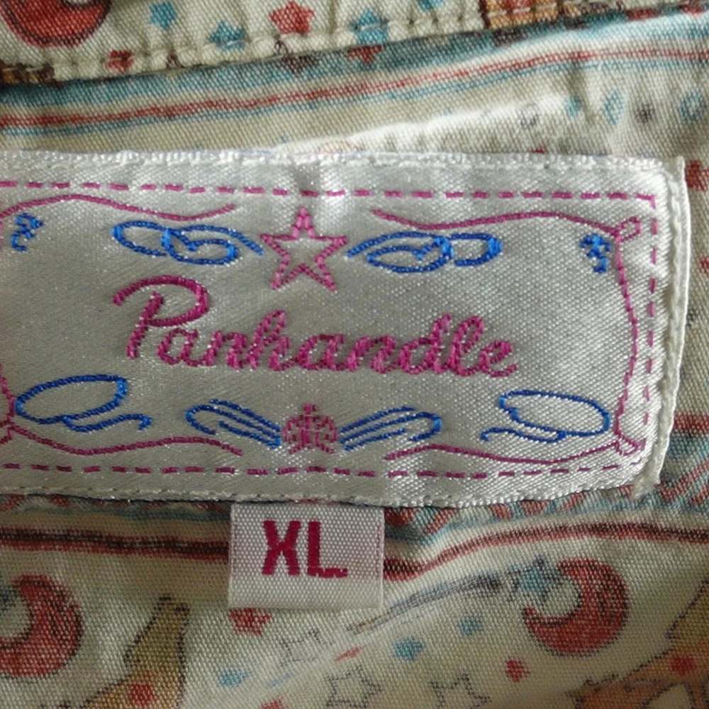 Panhandle Shirt Girl XL Multicolor Western Cowgirl Pearl Snap Long Sleeve Cotton